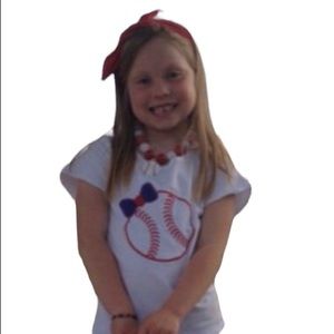 Bubblegum Baseball Necklace & Red Knot Bow Set | Softball Stitches Ballgame